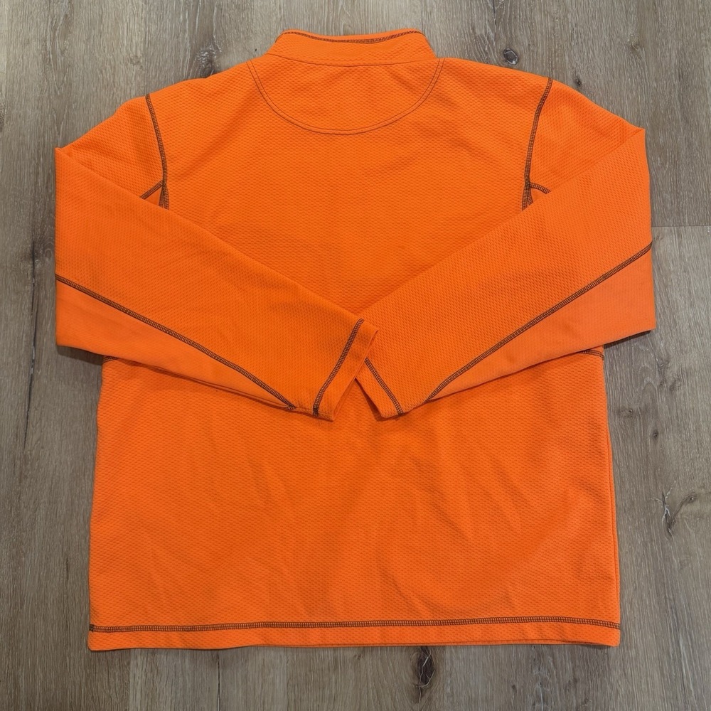 Mossy Oak Neon Orange Quarter Zip Pullover Sweater Men XL Trap Y2K Hunting Trend - Picture 6 of 12